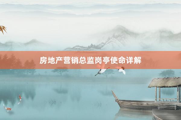 房地产营销总监岗亭使命详解